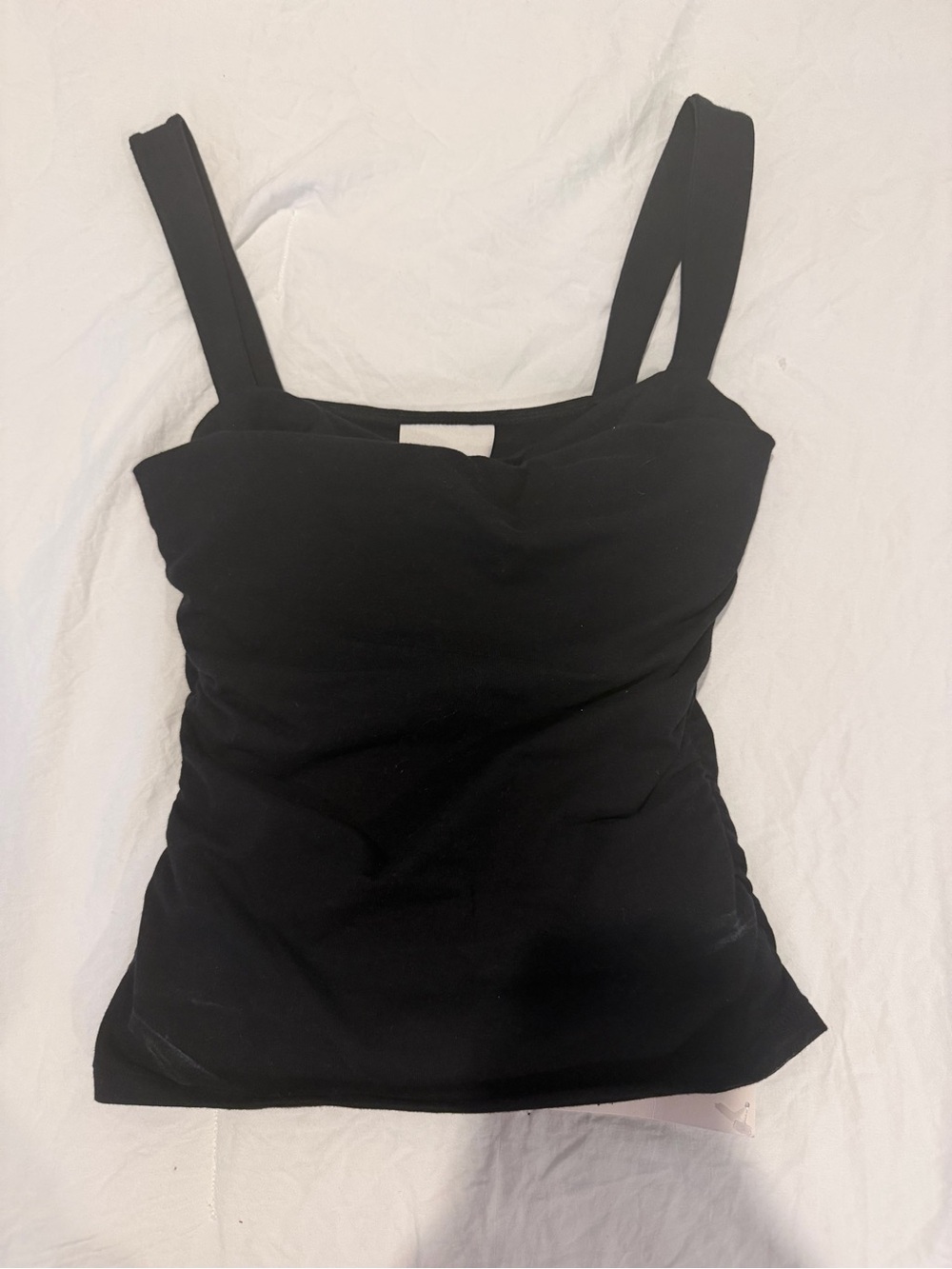 Reformation Black Ruched Square-Neck Tank - Picture 3 of 5